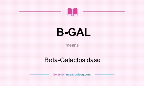 What does B-GAL mean? It stands for Beta-Galactosidase