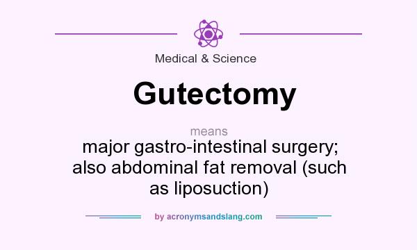 What does Gutectomy mean? It stands for major gastro-intestinal surgery; also abdominal fat removal (such as liposuction)