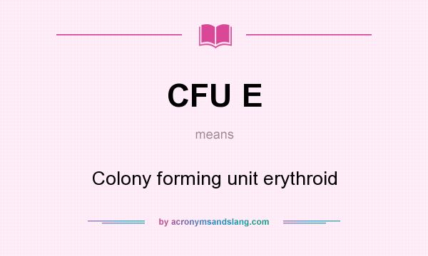 What does CFU E mean? It stands for Colony forming unit erythroid