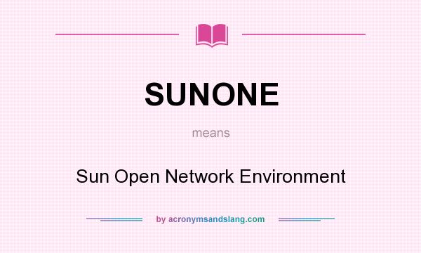 What does SUNONE mean? It stands for Sun Open Network Environment