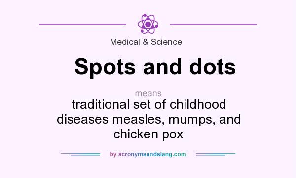 What does Spots and dots mean? It stands for traditional set of childhood diseases measles, mumps, and chicken pox