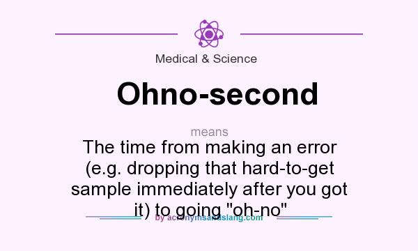 What does Ohno-second mean? It stands for The time from making an error (e.g. dropping that hard-to-get sample immediately after you got it) to going oh-no