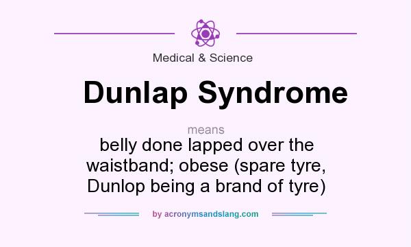 What does Dunlap Syndrome mean? It stands for belly done lapped over the waistband; obese (spare tyre, Dunlop being a brand of tyre)