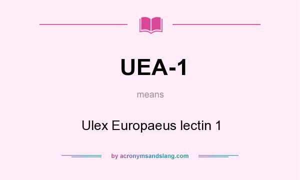 What does UEA-1 mean? It stands for Ulex Europaeus lectin 1