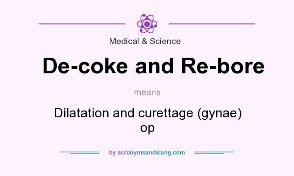 What does De-coke and Re-bore mean? It stands for Dilatation and curettage (gynae) op