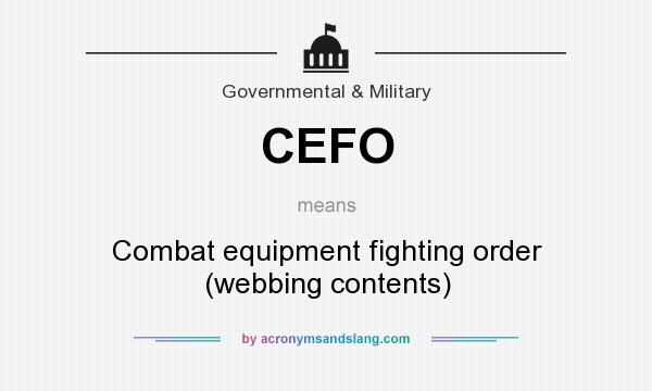 What does CEFO mean? It stands for Combat equipment fighting order (webbing contents)