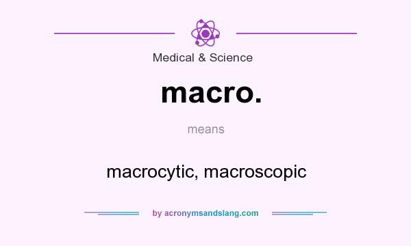 What does macro. mean? It stands for macrocytic, macroscopic