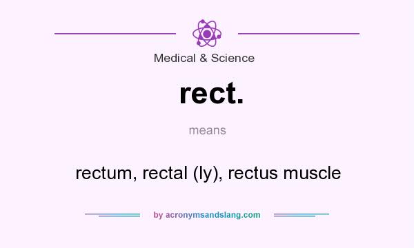 What does rect. mean? It stands for rectum, rectal (ly), rectus muscle