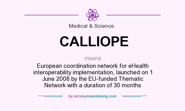 What does CALLIOPE mean? It stands for European coordination network for eHealth interoperability implementation, launched on 1 June 2008 by the EU-funded Thematic Network with a duration of 30 months