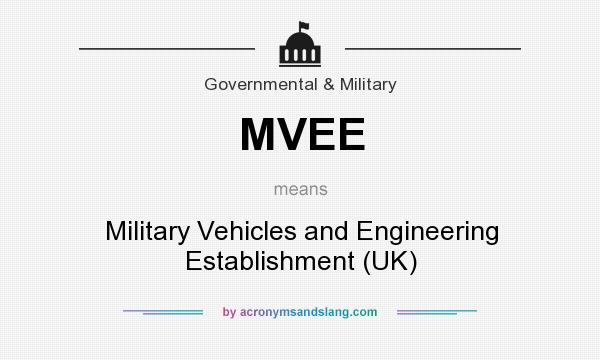 What does MVEE mean? It stands for Military Vehicles and Engineering Establishment (UK)