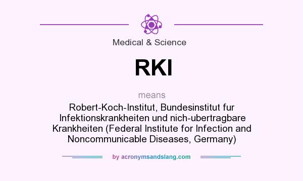 What does RKI mean? It stands for Robert-Koch-Institut, Bundesinstitut fur Infektionskrankheiten und nich-ubertragbare Krankheiten (Federal Institute for Infection and Noncommunicable Diseases, Germany)