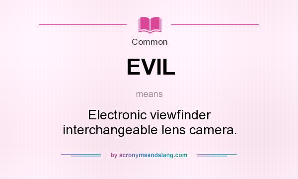 What does EVIL mean? It stands for Electronic viewfinder interchangeable lens camera.