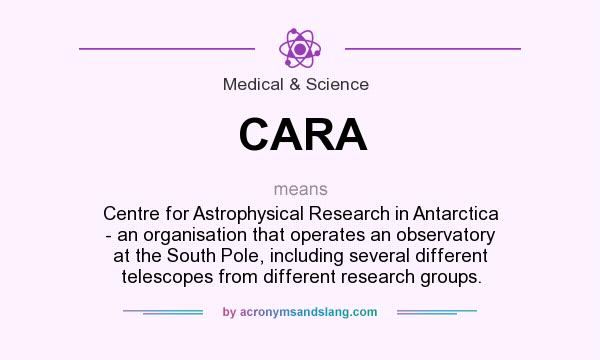 What does CARA mean? It stands for Centre for Astrophysical Research in Antarctica - an organisation that operates an observatory at the South Pole, including several different telescopes from different research groups.