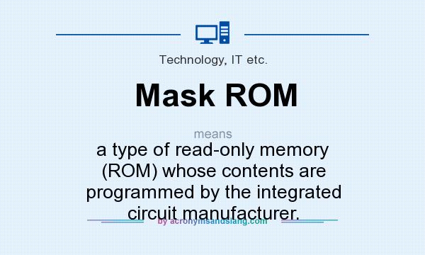 What does Mask ROM mean? It stands for a type of read-only memory (ROM) whose contents are programmed by the integrated circuit manufacturer.