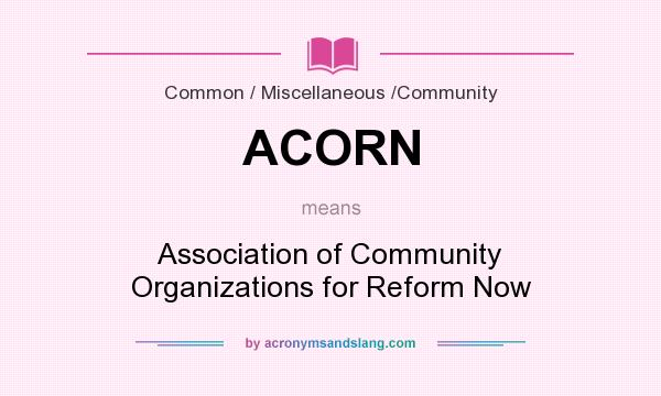 What does ACORN mean? It stands for Association of Community Organizations for Reform Now