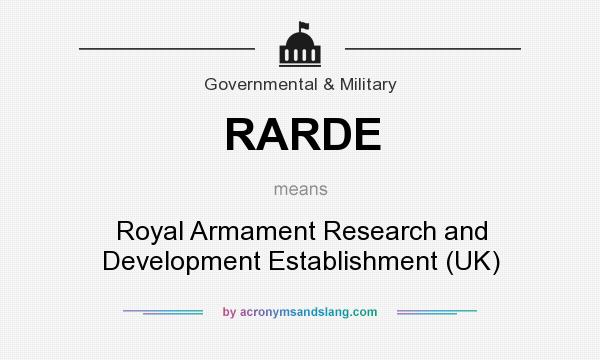 What does RARDE mean? It stands for Royal Armament Research and Development Establishment (UK)