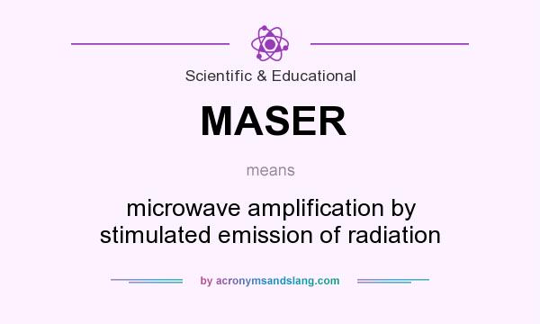 What does MASER mean? It stands for microwave amplification by stimulated emission of radiation
