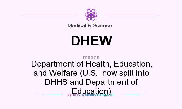 What does DHEW mean? It stands for Department of Health, Education, and Welfare (U.S., now split into DHHS and Department of Education)