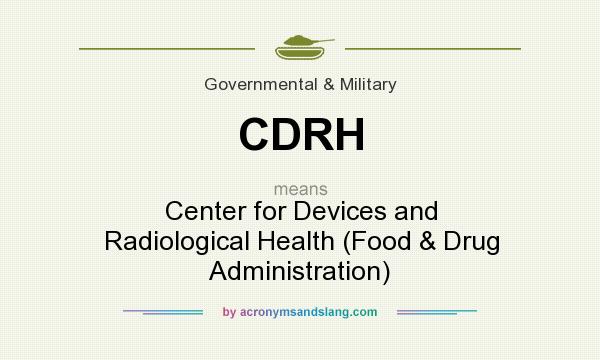 What does CDRH mean? It stands for Center for Devices and Radiological Health (Food & Drug Administration)