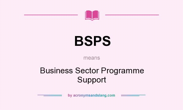 What does BSPS mean? It stands for Business Sector Programme Support