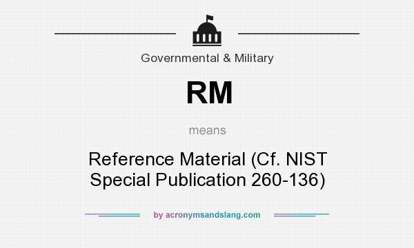 What does RM mean? It stands for Reference Material (Cf. NIST Special Publication 260-136)