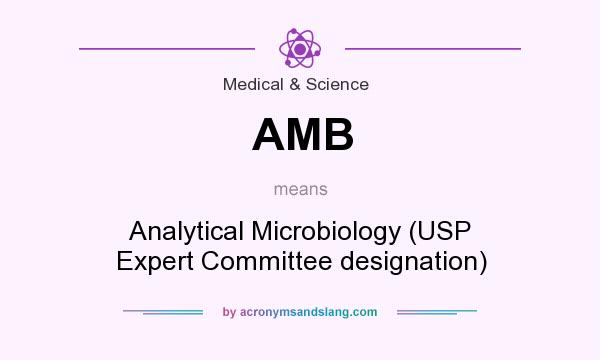 What does AMB mean? It stands for Analytical Microbiology (USP Expert Committee designation)