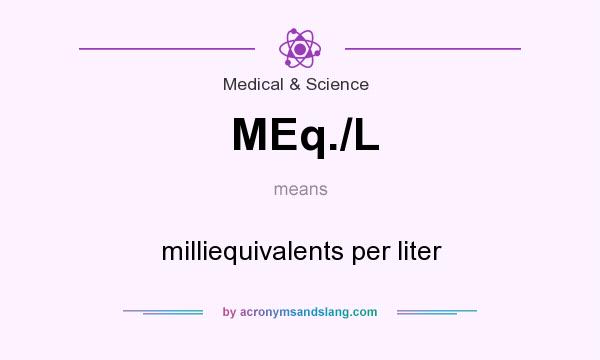 What does MEq./L mean? It stands for milliequivalents per liter