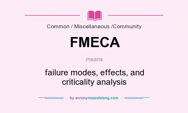 What does FMECA mean? It stands for failure modes, effects, and criticality analysis