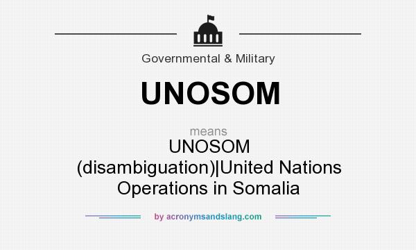 What does UNOSOM mean? It stands for UNOSOM (disambiguation)|United Nations Operations in Somalia