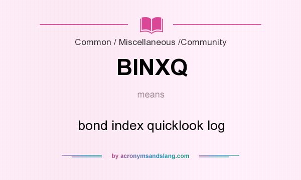 What does BINXQ mean? It stands for bond index quicklook log