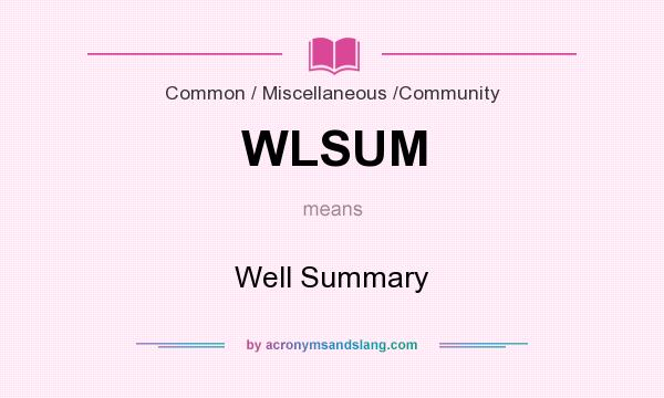 What does WLSUM mean? It stands for Well Summary