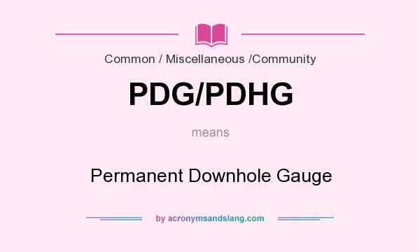 What does PDG/PDHG mean? It stands for Permanent Downhole Gauge