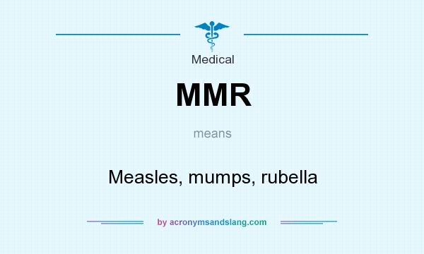 What does MMR mean? It stands for Measles, mumps, rubella