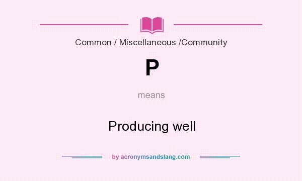 What does P mean? It stands for Producing well