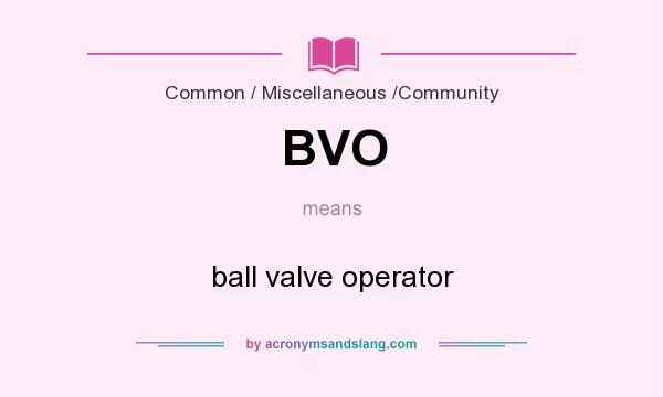 What does BVO mean? It stands for ball valve operator