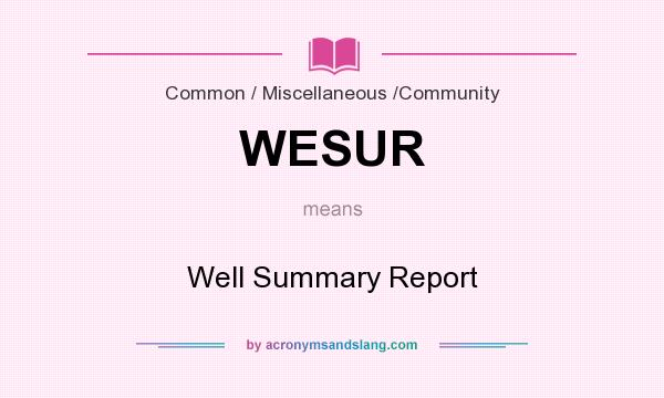 What does WESUR mean? It stands for Well Summary Report