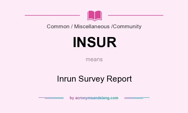 What does INSUR mean? It stands for Inrun Survey Report