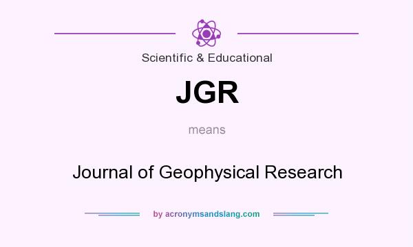 What does JGR mean? It stands for Journal of Geophysical Research