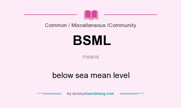 What does BSML mean? It stands for below sea mean level