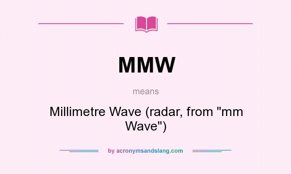 What does MMW mean? It stands for Millimetre Wave (radar, from 