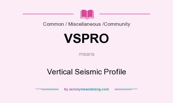 What does VSPRO mean? It stands for Vertical Seismic Profile