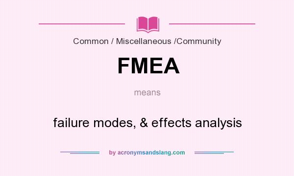 What does FMEA mean? It stands for failure modes, & effects analysis