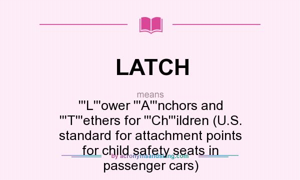 What does LATCH mean? It stands for ```L```ower ```A```nchors and ```T```ethers for ```Ch```ildren (U.S. standard for attachment points for child safety seats in passenger cars)