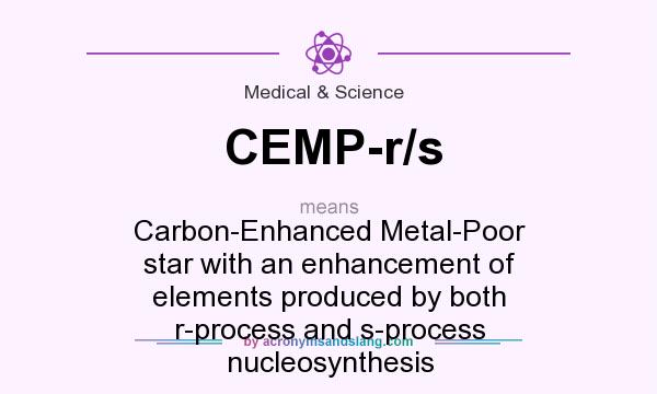 What does CEMP-r/s mean? It stands for Carbon-Enhanced Metal-Poor star with an enhancement of elements produced by both r-process and s-process nucleosynthesis