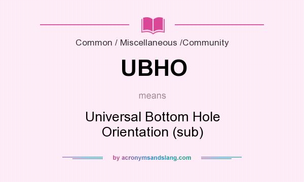 What does UBHO mean? It stands for Universal Bottom Hole Orientation (sub)
