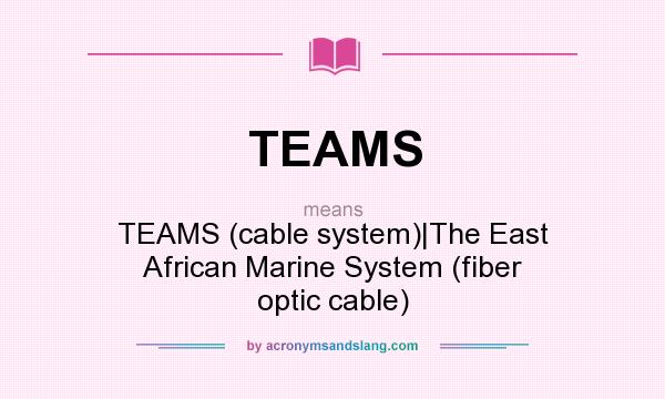 What does TEAMS mean? It stands for TEAMS (cable system)|The East African Marine System (fiber optic cable)