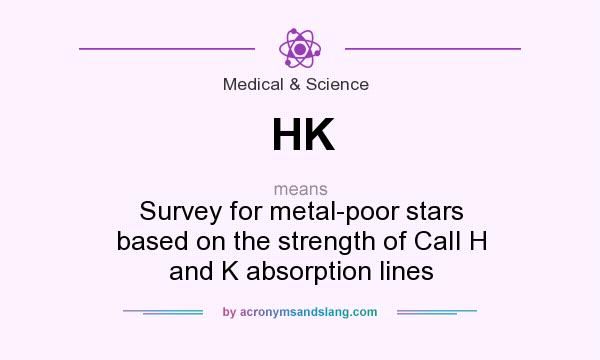 What does HK mean? It stands for Survey for metal-poor stars based on the strength of CaII H and K absorption lines