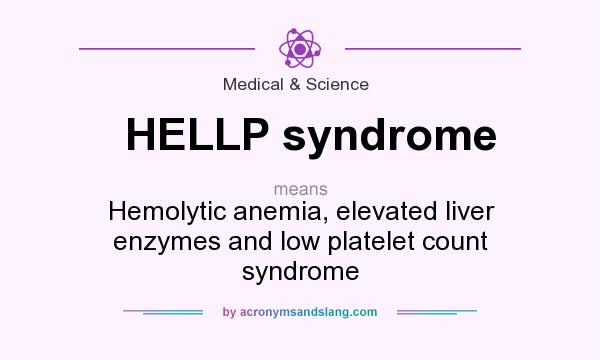 What does HELLP syndrome mean? It stands for Hemolytic anemia, elevated liver enzymes and low platelet count syndrome