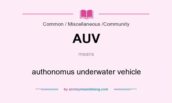 What does AUV mean? It stands for authonomus underwater vehicle