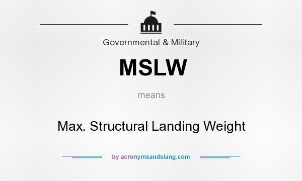What does MSLW mean? It stands for Max. Structural Landing Weight